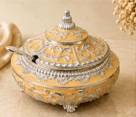 HM-6517 Royal Enamelled Candy & Sugar Box with Spoon